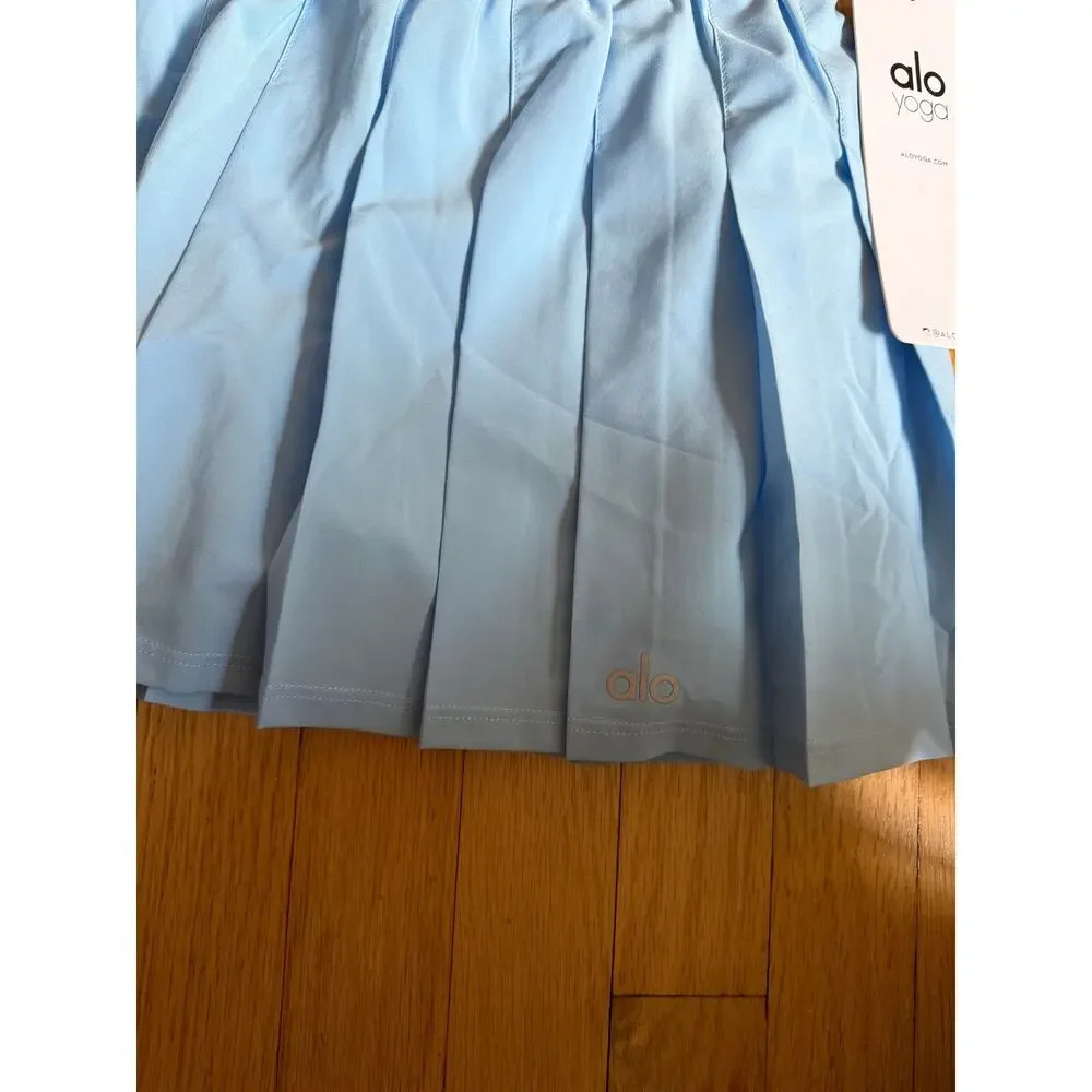 Alo Yoga Varsity Tennis Skirt Blue Skies Pleated Mini Skirt NWT XS